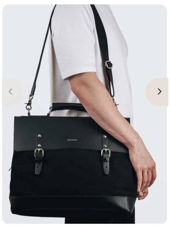 Sandqvist Jones Black Canvas Leather Convertible Backpack Messenger Laptop Bag main image 13
